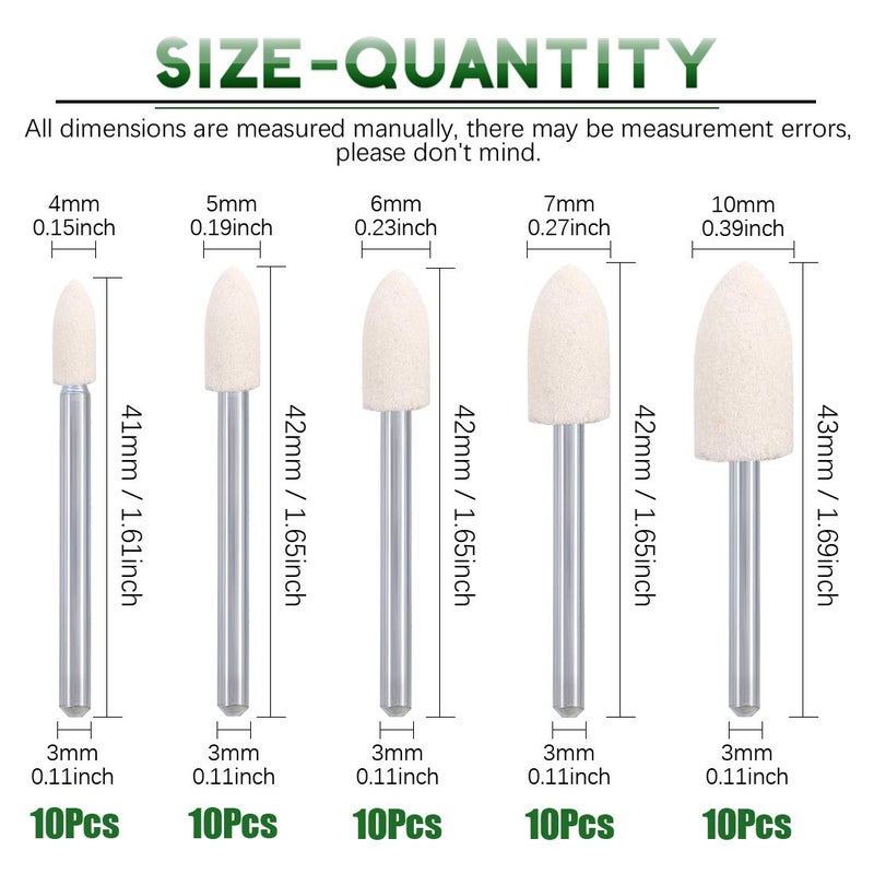 Keadic 100pcs Multifunctional Wool Felt Polishing Bits Mandrel Mounted Grinding Buffing Accessories Attachment Set - 1/8 Inch Shank - Image 2